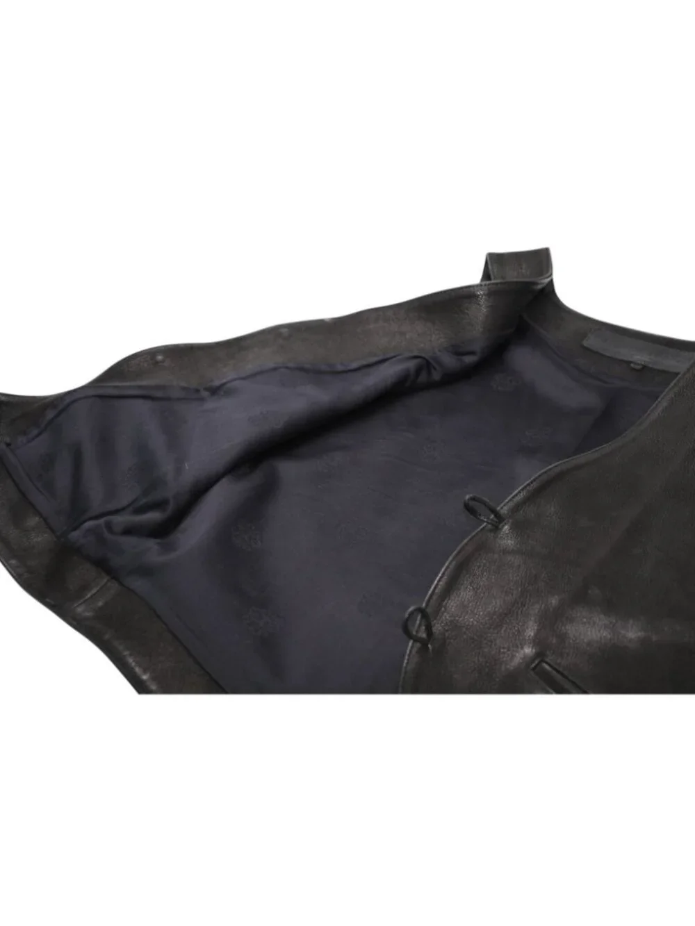 Chrome Hearts Leather Vest Cross Ball Button Black M